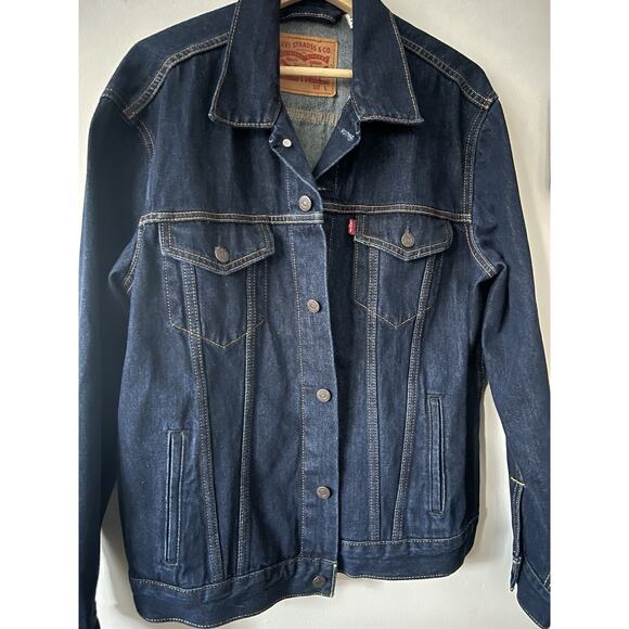 Levi's Strauss Men's Denim Trucker Jacket Medium Wash Size LARGE Jean Coat - Picture 5 of 13